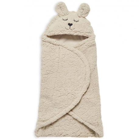 Couverture nomade bunny nougat (100 x 105 cm) Beige+Beige, gris, marron+Biscuit, noir+Ecru, marron+Rose sauvage+Sable, noir 1 - vertbaudet enfant 