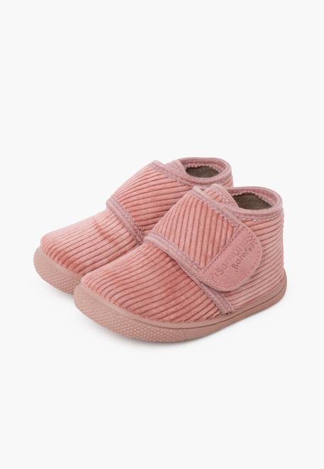 Chaussons barefoot velours côtelé fermeture à scratch Rose 4 - vertbaudet enfant 