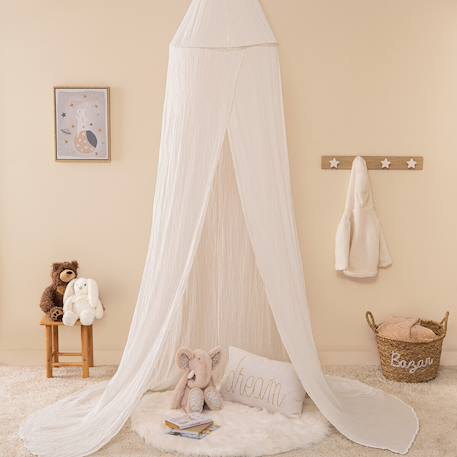 Ciel de lit gaze de coton - lili Blanc+Bleu gris+Marron+Rose+Rose moyen+Vert 1 - vertbaudet enfant 