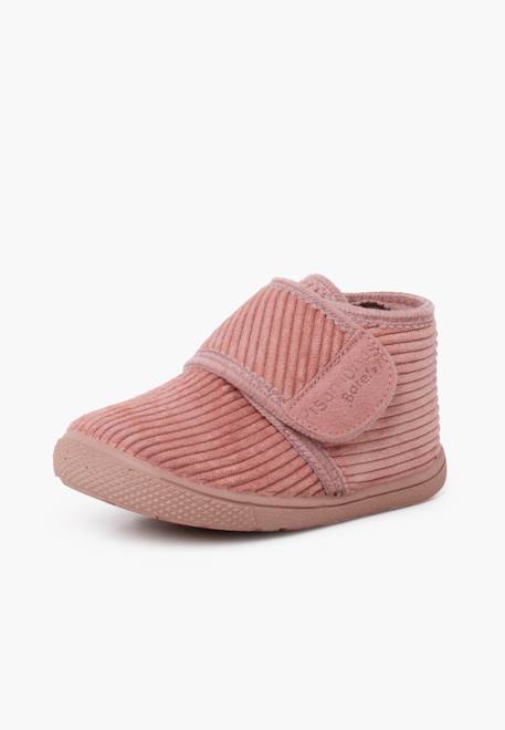 Chaussons barefoot velours côtelé fermeture à scratch Rose 2 - vertbaudet enfant 