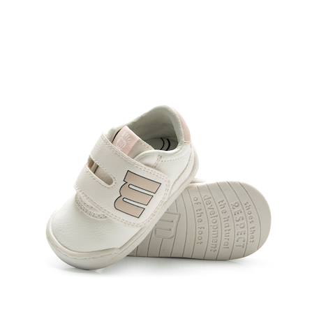 Sneakers fille fermeture adhésive barefoot Blanc-rose clair+Rose-nude 4 - vertbaudet enfant 