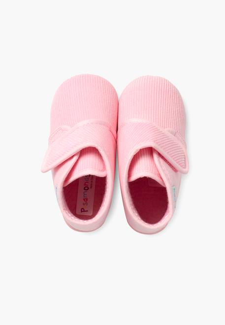 Chaussons en velours côtelé à scratch Rose 5 - vertbaudet enfant 