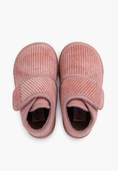 Chaussons barefoot velours côtelé fermeture à scratch Rose 5 - vertbaudet enfant 
