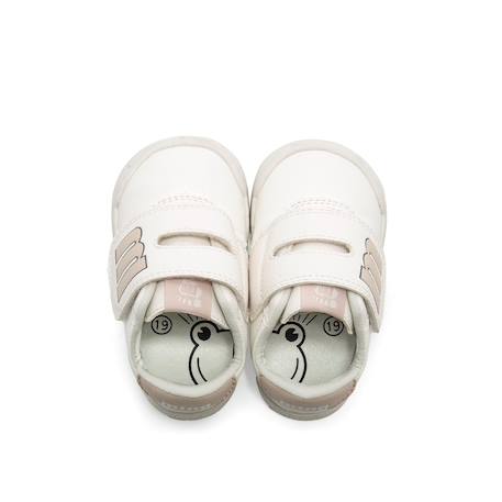 Sneakers fille fermeture adhésive barefoot Blanc-rose clair+Rose-nude 6 - vertbaudet enfant 