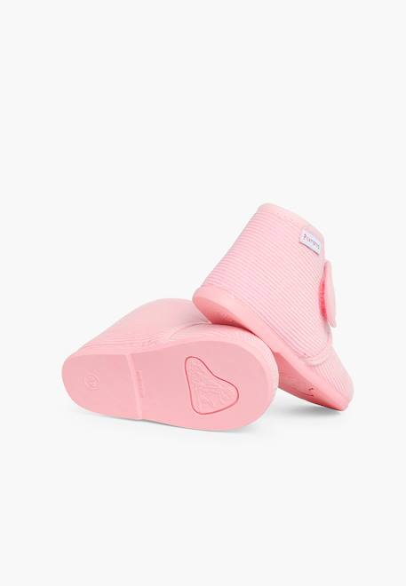 Chaussons en velours côtelé à scratch Rose 3 - vertbaudet enfant 