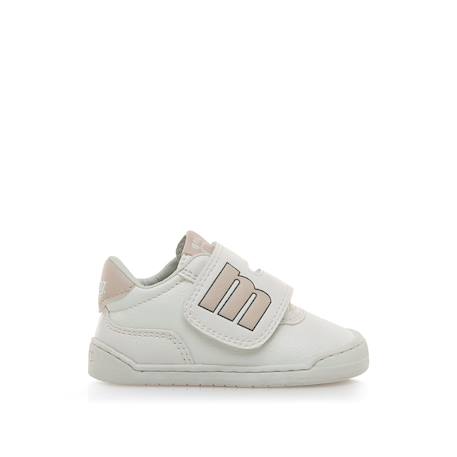 Sneakers fille fermeture adhésive barefoot Blanc-rose clair+Rose-nude 1 - vertbaudet enfant 