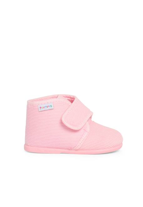 Chaussons en velours côtelé à scratch Rose 1 - vertbaudet enfant 