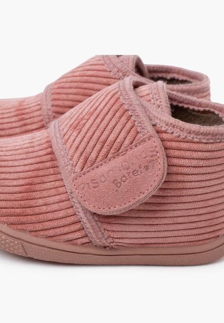 Chaussons barefoot velours côtelé fermeture à scratch Rose 6 - vertbaudet enfant 