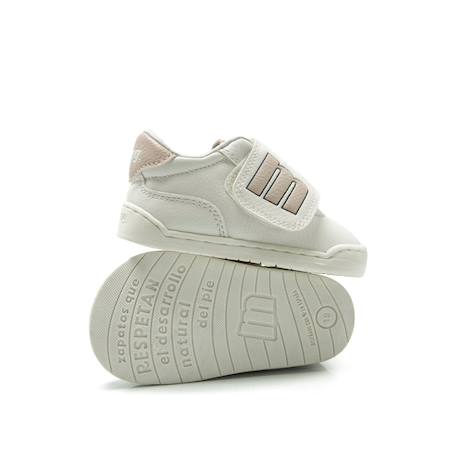 Sneakers fille fermeture adhésive barefoot Blanc – rose pastel+Rose-nude 4 - vertbaudet enfant 