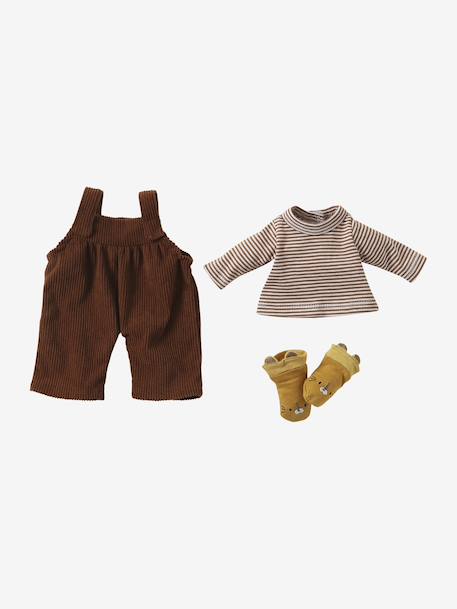 Ensemble salopette en velours + t-shirt + chaussettes pour poupon marron 2 - vertbaudet enfant 