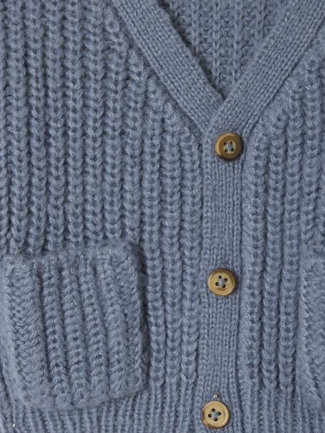 Gilet bébé col V en maille grosse jauge bleu grisé+gris ardoise 3 - vertbaudet enfant 