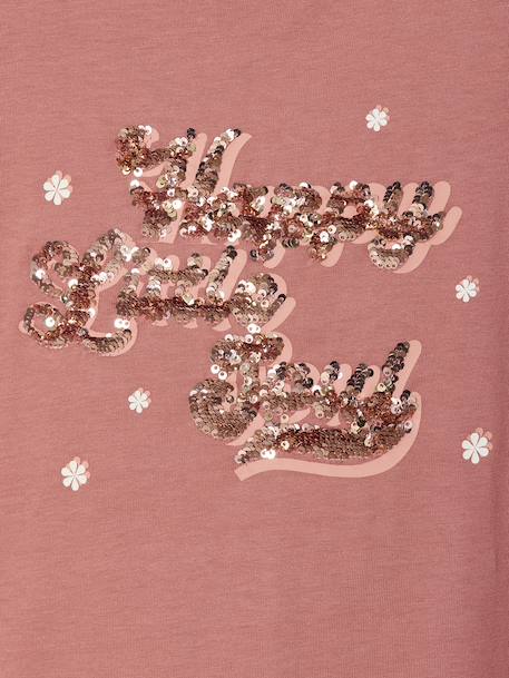 T-shirt animation en sequins réversibles fille manches courtes bois de rose+écru 5 - vertbaudet enfant 