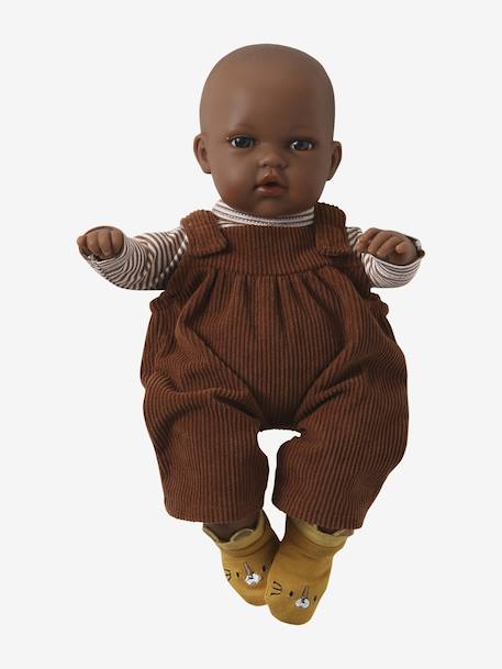 Ensemble salopette en velours + t-shirt + chaussettes pour poupon marron 1 - vertbaudet enfant 
