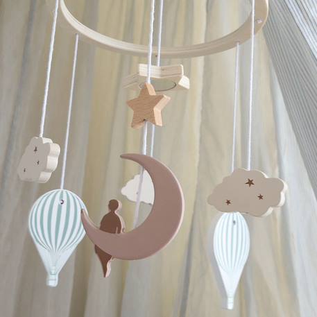 Mobile en bois pour berceau dreamland Bleu, écru, marron 3 - vertbaudet enfant 
