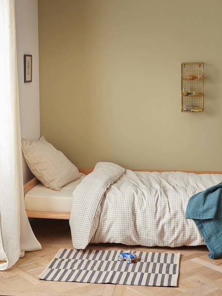 Housse de couette enfant gaze de coton 'carreaux' Bleu 1 - vertbaudet enfant 