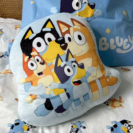 Coussin forme imprimé 100% polyester, bluey family Bleu 3 - vertbaudet enfant 