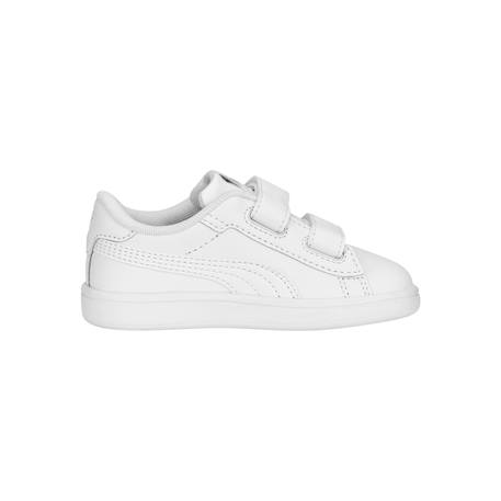 Baskets basses  à scratch Blanc cool gris claire+Marine puma blanc rouge 1 - vertbaudet enfant 