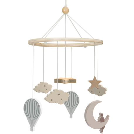 Mobile en bois pour berceau dreamland Bleu, écru, marron 1 - vertbaudet enfant 
