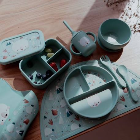 Gobelet en silicone avec poignées et paille animaux Beige+Bleu+Orange+Rose+Vert+Vert paon 7 - vertbaudet enfant 