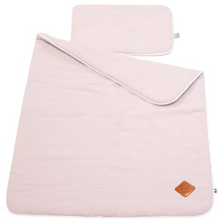 Set berceau couverture et coussin en gaze de coton jeanne Beige+Blanc+Blanc à pois or+Camel+Écru+Gris clair+Rose+Terracotta+Vert de gris 31 - vertbaudet enfant 