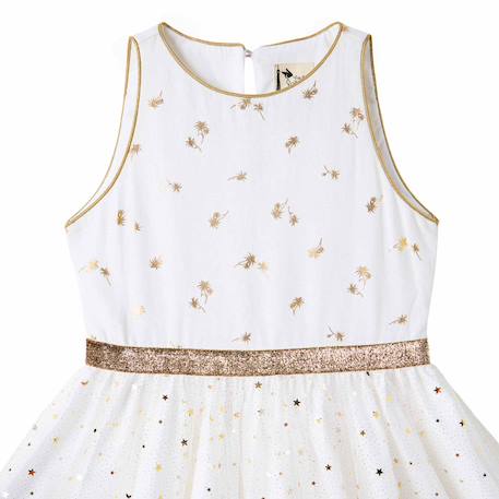 Robe demoiselle d'honneur  avec noeud hepburn Blanc doré+Blanc paillettes dorées 4 - vertbaudet enfant 