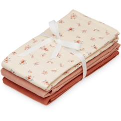 Puériculture-Lot de 3 langes en mousseline berries