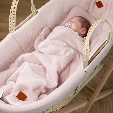 Set berceau couverture et coussin en gaze de coton jeanne Beige+Blanc+Blanc à pois or+Camel+Écru+Gris clair+Rose+Terracotta+Vert de gris 32 - vertbaudet enfant 