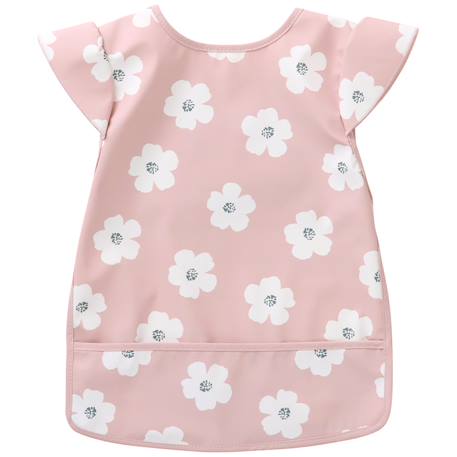 Bavoir intégral en tissu imperméable fleurs rose et blanc (6-24 mois) Rose, blanc 1 - vertbaudet enfant 