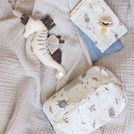 Lot de 3 langes en mousseline sea garden Bleu, marron, écru 2 - vertbaudet enfant 
