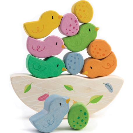 Jeu d'équilibre bébés oiseaux en bois Beige, jaune, rose 1 - vertbaudet enfant 