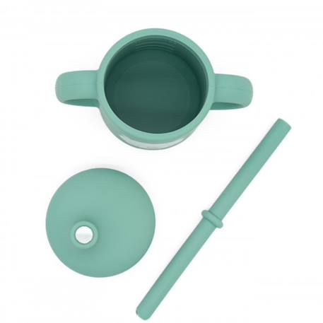 Gobelet en silicone avec poignées et paille animaux Beige+Bleu+Orange+Rose+Vert+Vert paon 9 - vertbaudet enfant 