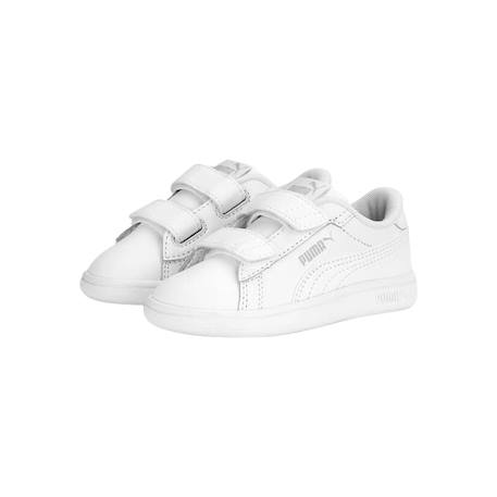 Baskets basses  à scratch Blanc cool gris claire+Marine puma blanc rouge 4 - vertbaudet enfant 
