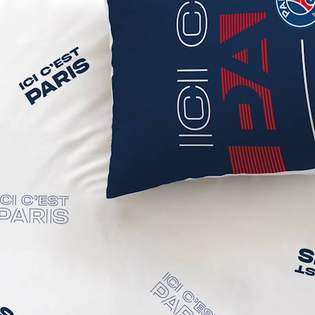 Parure de lit imprimée 100% coton, psg devise Bleu 2 - vertbaudet enfant 