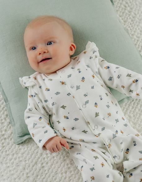 Pyjama bébé en velours imprimé oiseau Blanc 2 - vertbaudet enfant 