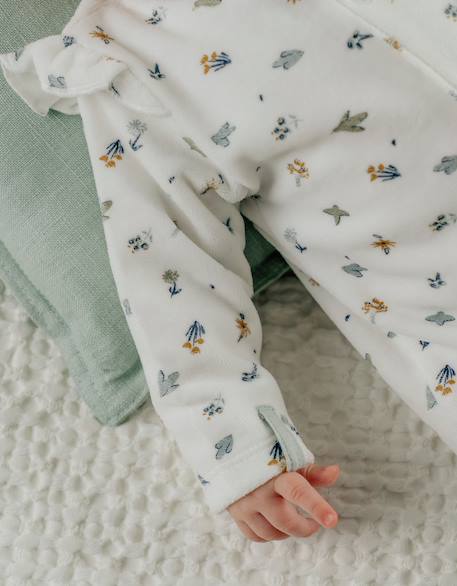 Pyjama bébé en velours imprimé oiseau Blanc 4 - vertbaudet enfant 