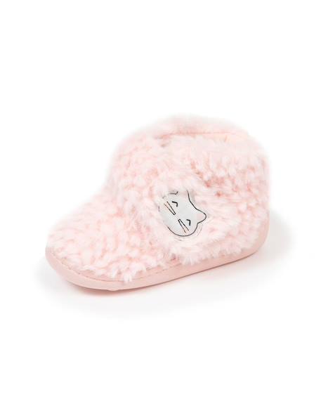 Chaussons bottillons à fermeture à scratch, bon maintien du pied, semelle antidérapante Rose 6 - vertbaudet enfant 
