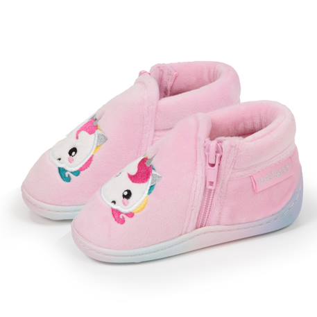 Chaussons bottillons à zip, faciles à enfiler, bon maintien du pied, semelle antidérapante Rose 1 - vertbaudet enfant 