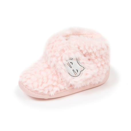 Chaussons bottillons à fermeture à scratch, bon maintien du pied, semelle antidérapante Rose 1 - vertbaudet enfant 