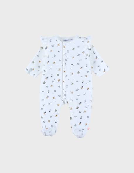 Pyjama bébé en velours imprimé oiseau Blanc 1 - vertbaudet enfant 