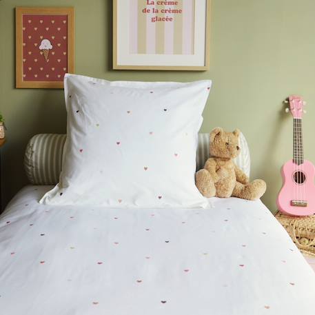 Parure de lit percale coton bio Marceau+Oscar+Petits cœurs+Solal beige 12 - vertbaudet enfant 