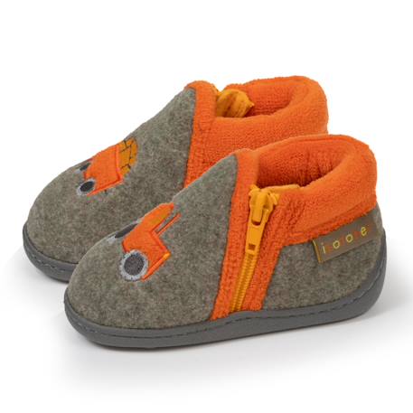 Chaussons bottillons à zip, faciles à enfiler, bon maintien du pied, semelle antidérapante Kaki chiné 1 - vertbaudet enfant 