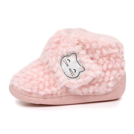 Chaussons bottillons à fermeture à scratch, bon maintien du pied, semelle antidérapante Rose 3 - vertbaudet enfant 