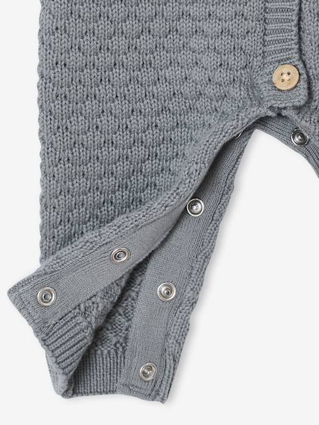 Combinaison naissance en tricot texturé vert de gris 6 - vertbaudet enfant 