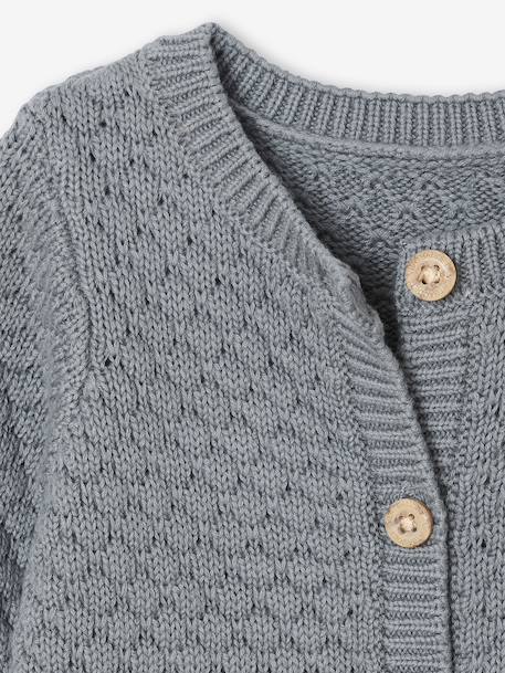 Combinaison naissance en tricot texturé vert de gris 5 - vertbaudet enfant 