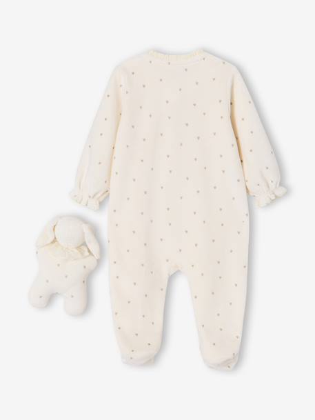 Pyjama bébé + doudou velours coffret cadeau naissance écru 2 - vertbaudet enfant 