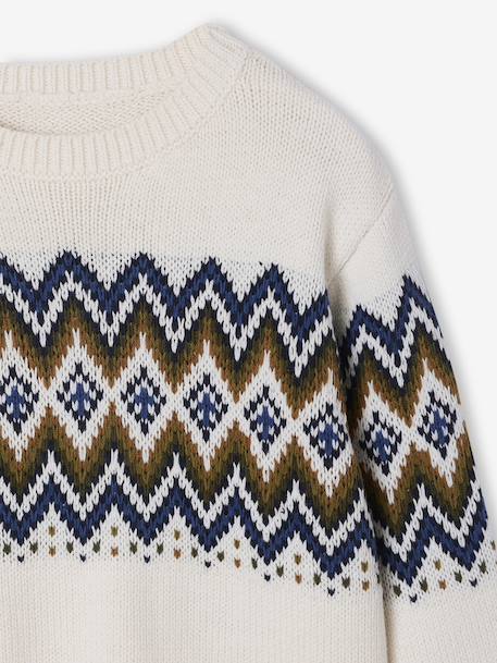 Pull Jacquard Garçon Manches Longues écru 4 - vertbaudet enfant 