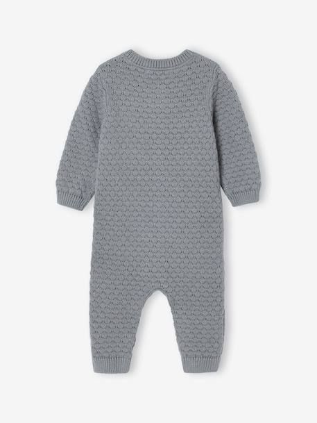 Combinaison naissance en tricot texturé vert de gris 4 - vertbaudet enfant 