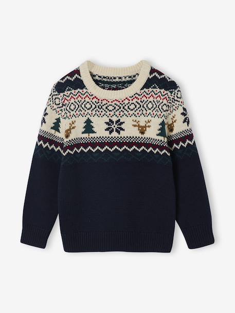Pull noël jacquard garçon marine 1 - vertbaudet enfant 