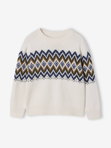 Pull Jacquard Garçon Manches Longues écru 2 - vertbaudet enfant 