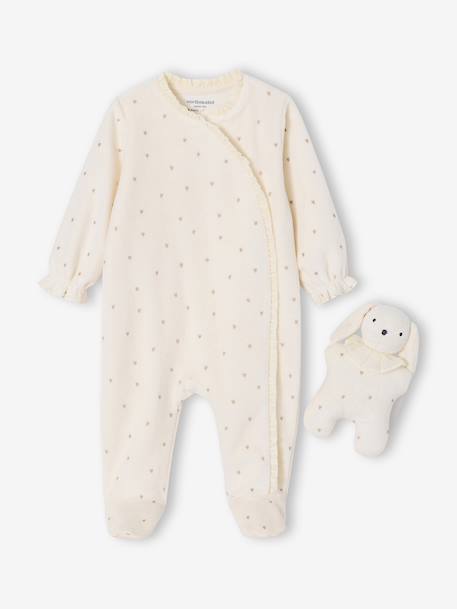 Pyjama bébé + doudou velours coffret cadeau naissance écru 5 - vertbaudet enfant 